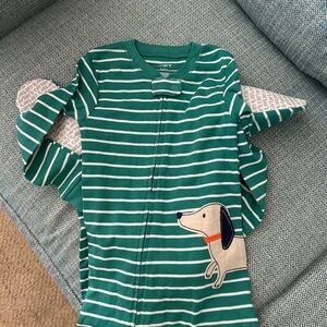 Carter's Green and White Striped Onesie